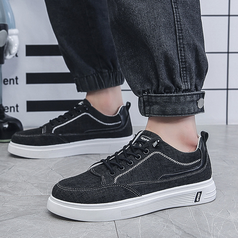 Men Shoes Essentials - รองเท้าผ้าใบลำลองผ้าลินินสำหรับผู้ชาย ระบายอากาศได้ดี รองเท้าผ้าใบสำหรับใช้ในชีวิตประจำวัน รองเท้าวิ่งกลางแจ้งแบบหุ้มข้อต่ำ ระบายอากาศได้ดี