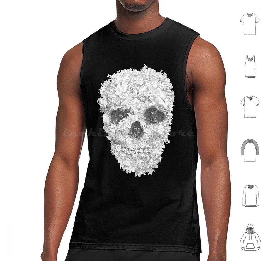 Men Shoes Essentials - เสื้อกล้ามลายดอกไม้ Skull Floral Essential T ผ้าฝ้าย