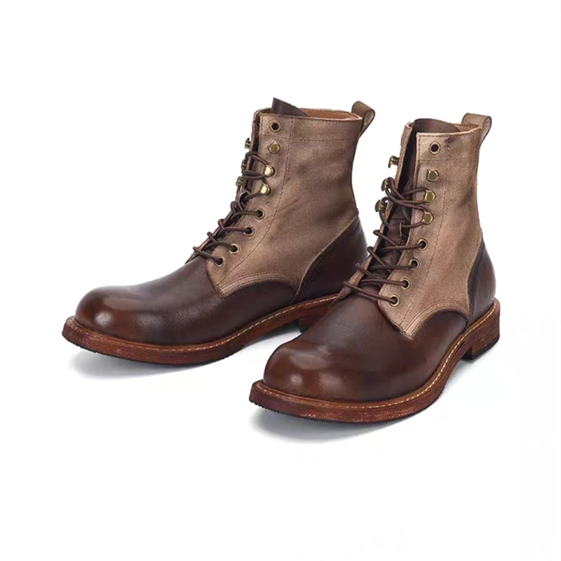 Men'S Shoes Quality - รองเท้าบูทหนังวัวแท้สไตล์วินเทจอังกฤษคุณภาพสูงสำหรับผู้ชาย ฤดูใบไม้ร่วง ฤดูหนาว รองเท้าบูทข้อเท้าหลากสี รองเท้าบูทมอเตอร์ไซค์แบบเดสเสิร์ต