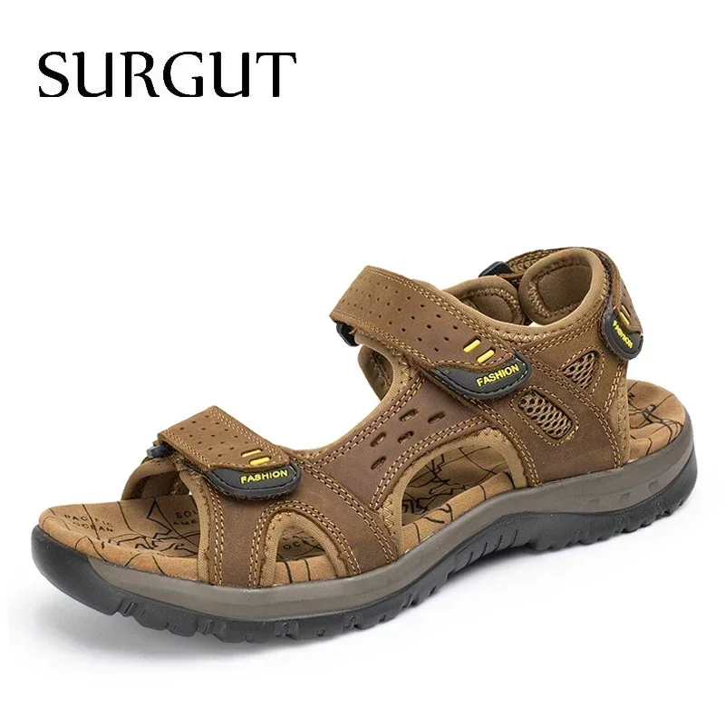 Men'S Shoes Clearance Sale - SURGUT ขายร้อนใหม่แฟชั่นฤดูร้อนชายหาดผู้ชายรองเท้าหนังคุณภาพสูงรองเท้าแตะหลาขนาดใหญ่รองเท้าแตะผู้ชายขนาด 38-48