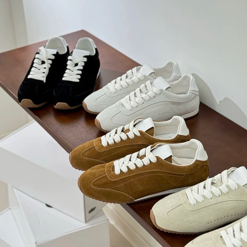Men'S Shoes Casual Sneakers - รองเท้าลำลองแบบยูนิเซ็กซ์สำหรับผู้หญิง รองเท้าหนังแท้ รองเท้าผ้าใบหนังกลับ รองเท้าผู้ชายแบบผูกเชือก รองเท้าเดินสีขาว รองเท้าดีไซเนอร์สำหรับผู้หญิง