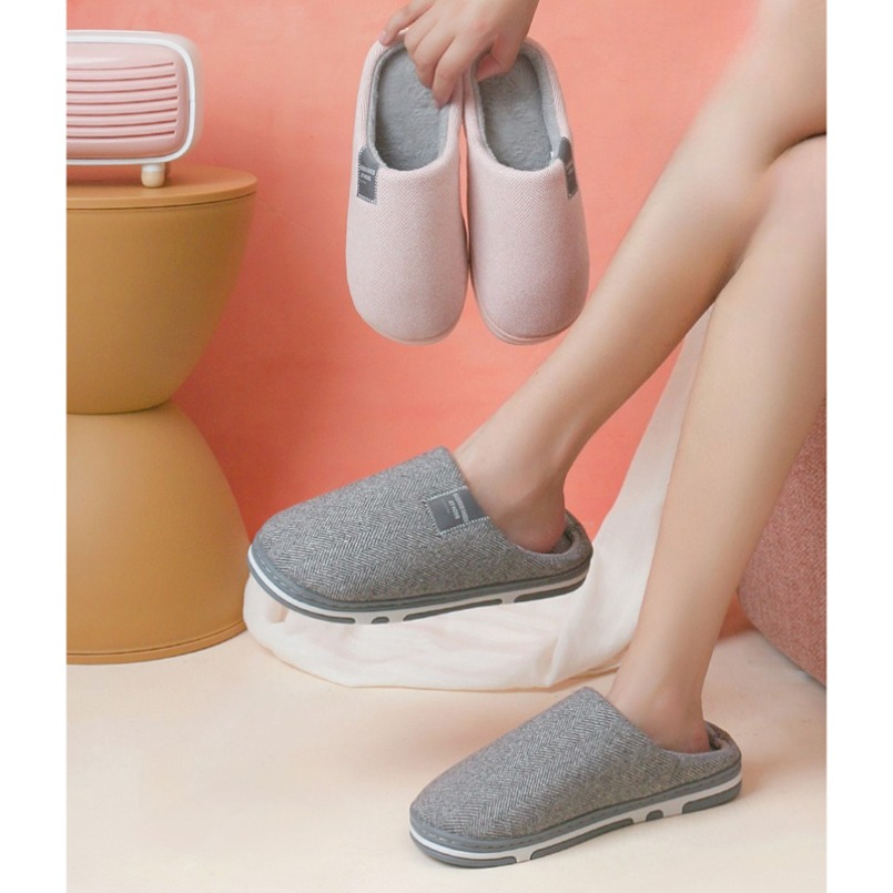 Men'S Shoes Grip - รองเท้าแตะบ้านผู้ชายขนปุยฤดูหนาวอบอุ่นขนสัตว์ผ้าฝ้ายกำมะหยี่กันลื่นในร่มขี้เกียจนุ่มหญิงรองเท้าพื้นความร้อนแบนชายหญิง