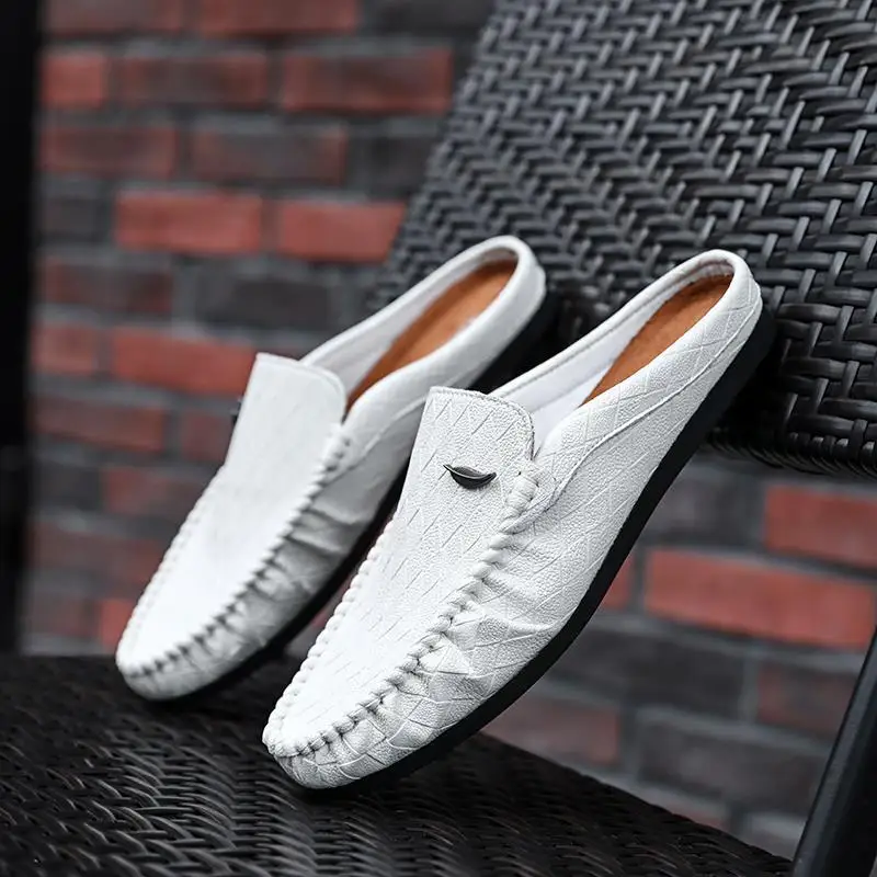 Men'S Shoes Clearance Sale - รองเท้าแตะสําหรับชายSlip-Onทํางานรองเท้าหนังต่ําราคาDesigner Luxuryฤดูร้อนขายแนวโน้ม 2025 สนุกElegantรองเท้าแตะMan