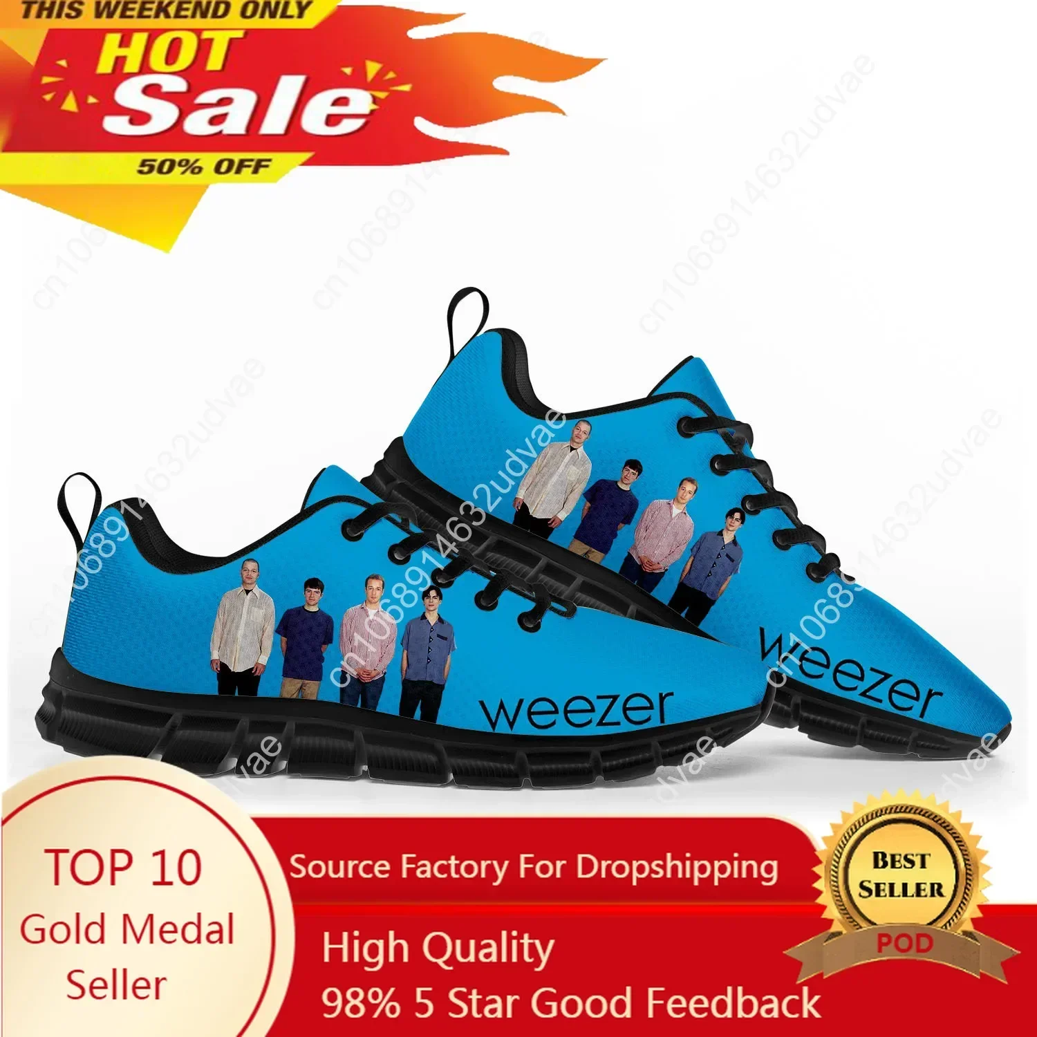 Men'S Shoes Casual Sneakers - รองเท้ากีฬา Weezer สำหรับผู้ชายและผู้หญิง รองเท้าผ้าใบสไตล์วงดนตรีป๊อปร็อค ลำลอง คุณภาพสูง