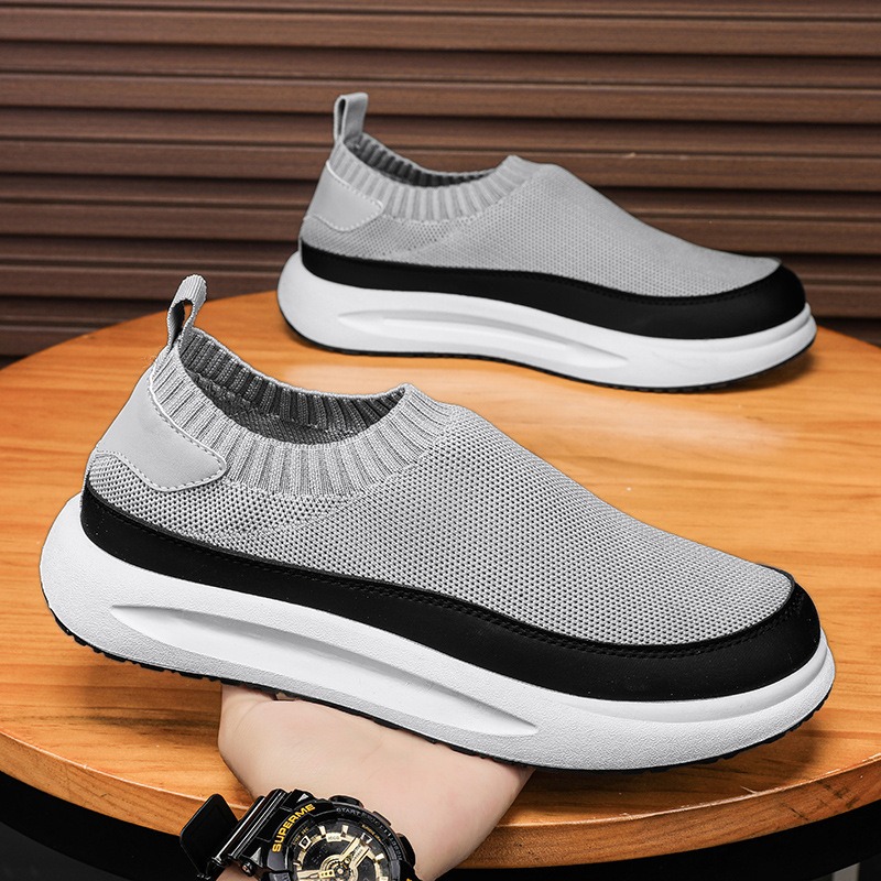 Men'S Shoes Casual Sneakers - 2025 รองเท้าผู้ชายใหม่Breathableตาข่ายผ้าใบรองเท้าแฟชั่นถุงเท้ายืดหยุ่นรองเท้าวิ่งรองเท้าสบายรองเท้าผ้าใบผู้ชาย...