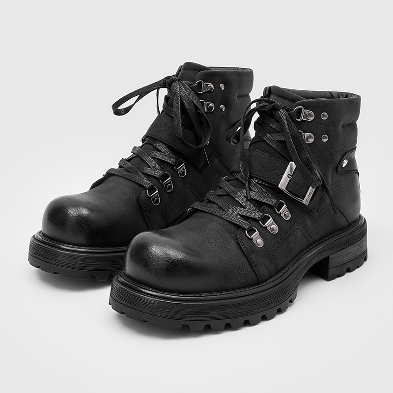 Men Shoes Brand - รองเท้าบูทหนังผู้ชาย แบรนด์เนม สไตล์มอเตอร์ไซค์ รองเท้าบูทหิมะ รองเท้าคาวบอย รองเท้าส้นเตารีด