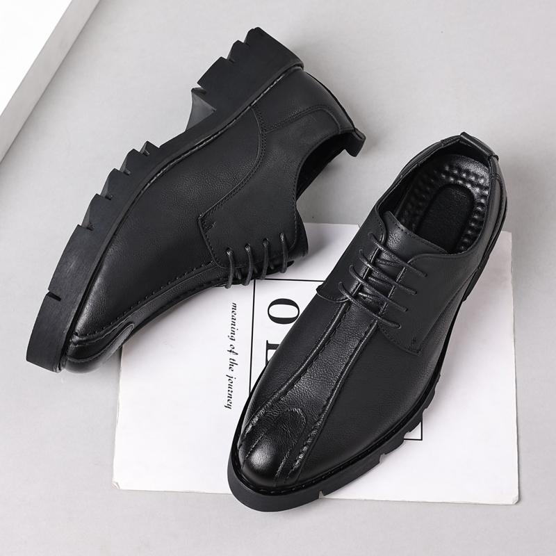 Men Shoes Office - รองเท้าหนังวัวเพิ่มความสูง 10 ซม. สำหรับผู้ชาย ทันสมัย ลำลอง