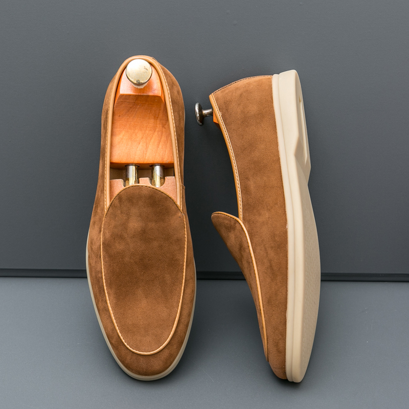 Men'S Shoes Quality Brands - รองเท้าหนังนิ่มคุณภาพสูงสำหรับฤดูใบไม้ร่วงรองเท้าลำลองส้นเตี้ยแบบเรียบสำหรับบุรุษรองเท้าหนังนูบัครองเท้างานแต่งงานงานปาร์ตี้กลางแจ้ง