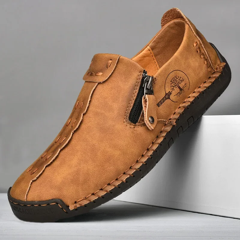 Men'S Shoes Clearance Sale - Handmade รองเท้าหนังผู้ชายรองเท้าสบายๆบนรองเท้าไม่มีส้นรองเท้าหนังระบายอากาศบุรุษรองเท้าขายร้อนรองเท้าแตะรองเท้า PLUS ขนาด