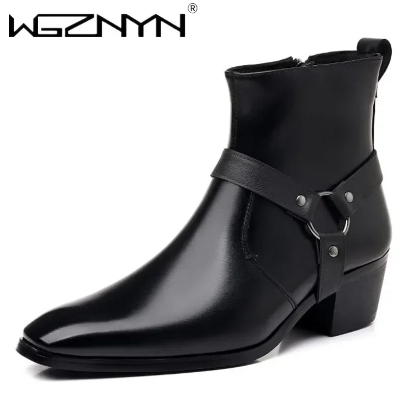 Men Shoes Office - รองเท้าบูทเชลซีผู้ชายแฟชั่นดีไซเนอร์ปี 2026 รองเท้าบูทคาวบอยผู้ชายคุณภาพสูงสุดหรูหรา สีดำ สีน้ำตาล แบบมีซิป