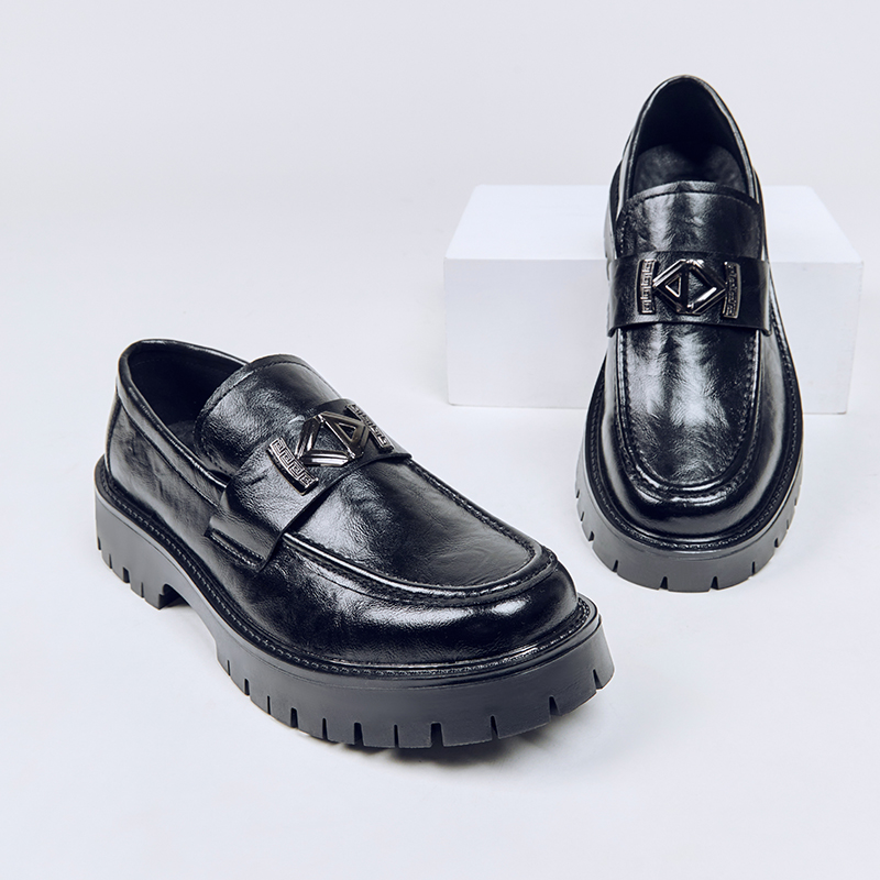 Men Shoes Oxford - รองเท้าหนังผู้ชายแบบอ็อกซ์ฟอร์ดเพิ่มความสูง 5 ซม. พื้นหนา สวมใส่สบาย เหมาะสำหรับงานทางการ