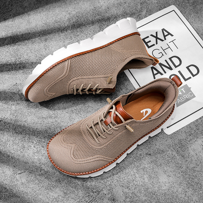 Men'S Shoes Casual Sneakers - รองเท้าผู้ชายทรงกว้าง สไตล์ลำลอง แบบตาข่าย ระบายอากาศดี ดีไซน์มินิมอล พื้นเรียบ