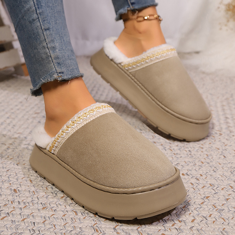 Men'S Shoes Grip - รองเท้าแตะบ้านสำหรับผู้หญิงและผู้ชาย ฤดูหนาว อุ่นสบาย ขนปุย นุ่ม ใส่ในบ้าน