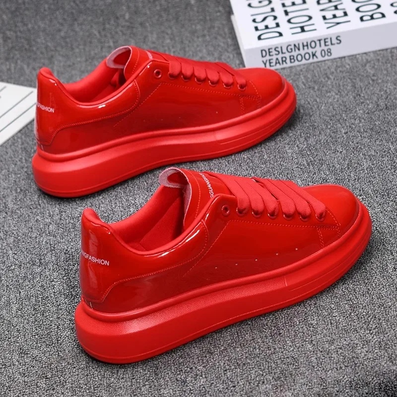 รองเท้าลำลองสีขาวเคลือบเงา ปี  - Men'S Shoes Casual Sneakers บทวิจารณ์และราคา