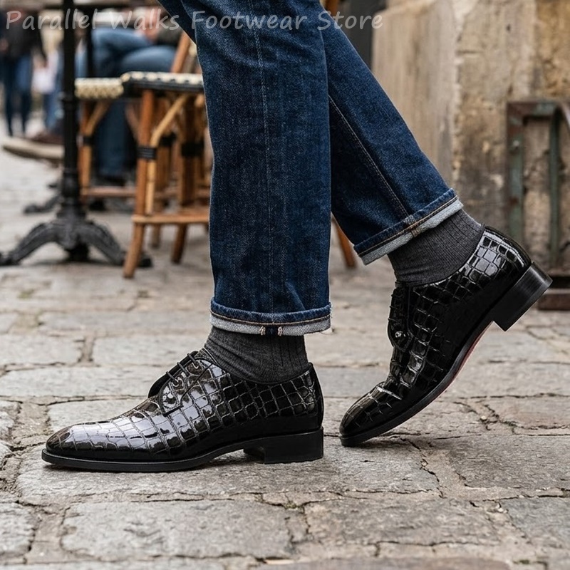 รองเท้าหนังแก้วผู้ชายลายหนังจร - Men Shoes Oxford บทวิจารณ์และราคา