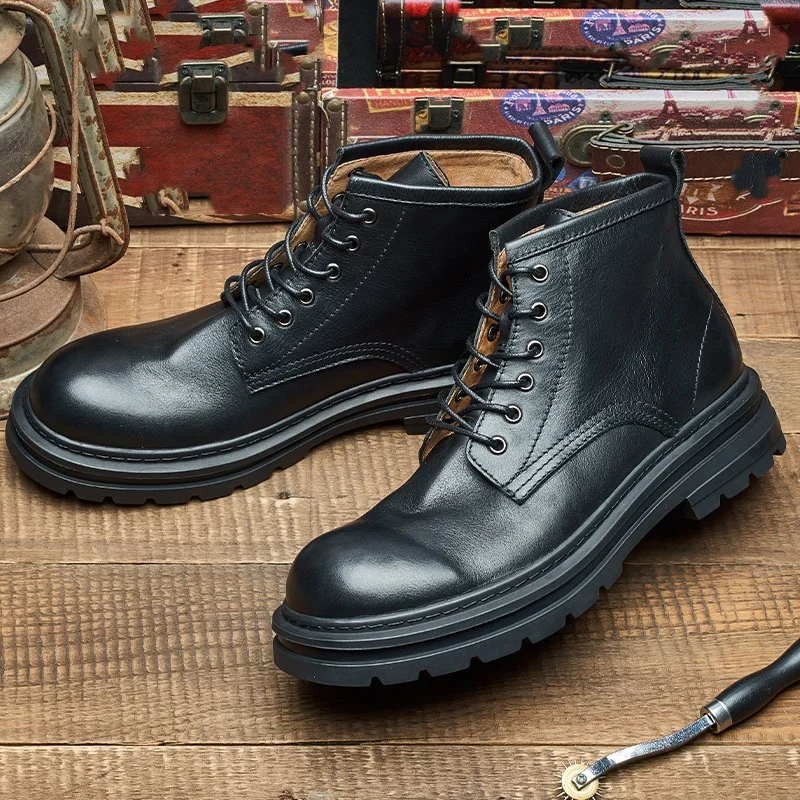 รองเท้าบูทหนังข้อเท้าสไตล์เรโท - Men'S Shoes Quality Brands บทวิจารณ์และราคา
