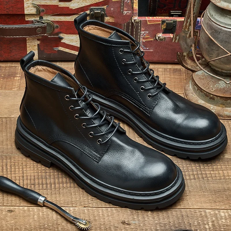 รองเท้าบูทหนังข้อเท้าสไตล์เรโท - Men'S Shoes Quality Brands บทวิจารณ์และราคา