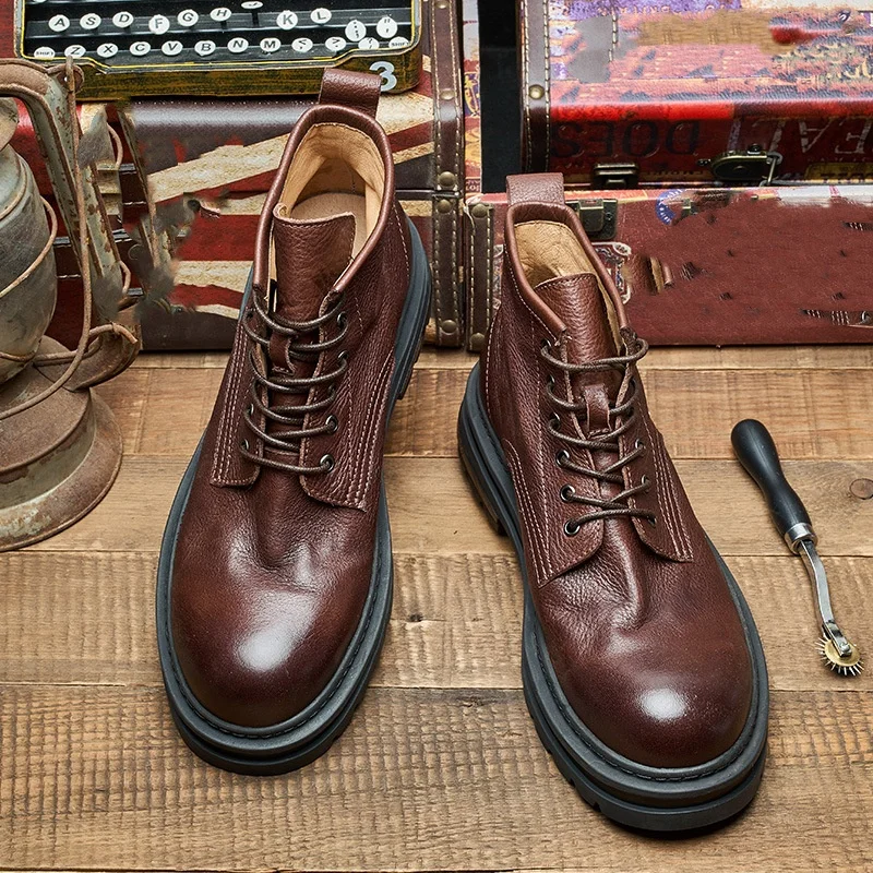 รองเท้าบูทหนังข้อเท้าสไตล์เรโท - Men'S Shoes Quality Brands บทวิจารณ์และราคา