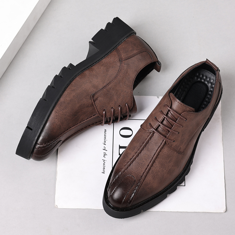 รองเท้าหนังวัวเพิ่มความสูง 10  - Men Shoes Office บทวิจารณ์และราคา