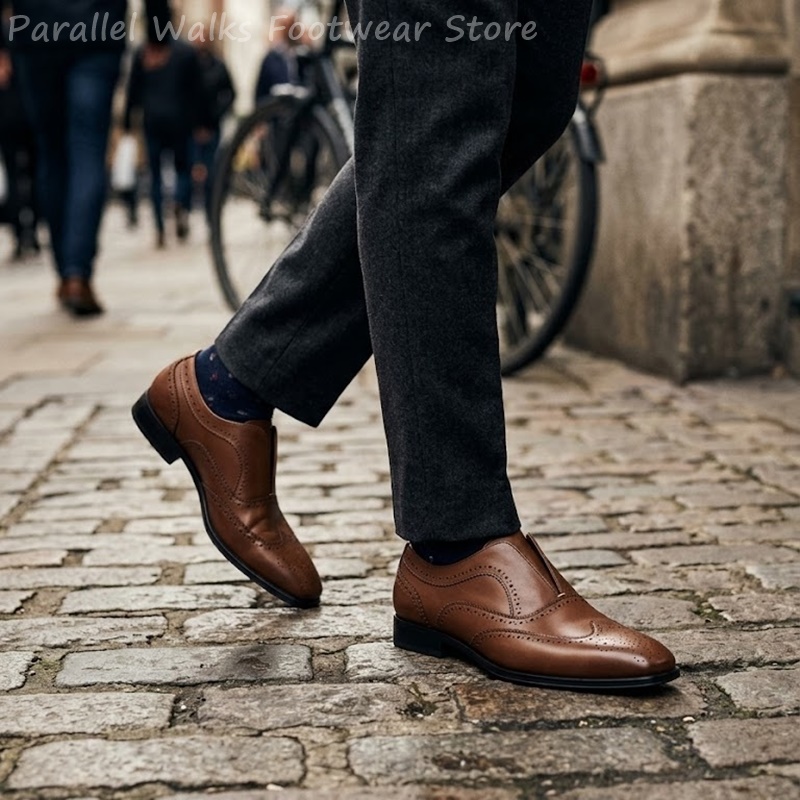 รองเท้าหนังสีน้ำตาลแบบสวมสำหรั - Men Shoes Oxford บทวิจารณ์และราคา