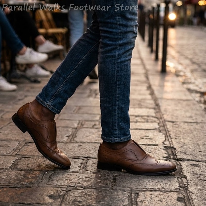 รองเท้าหนังสีน้ำตาลแบบสวมสำหรั - Men Shoes Oxford บทวิจารณ์และราคา