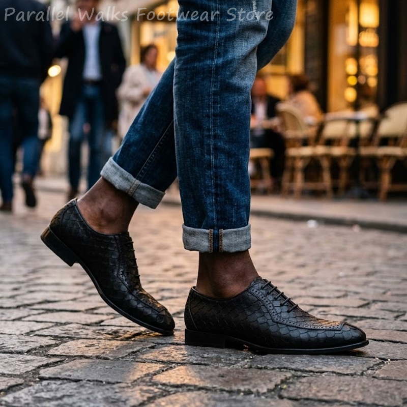 รองเท้าอ็อกซ์ฟอร์ดผู้ชายลายหนั - Men Shoes Oxford บทวิจารณ์และราคา