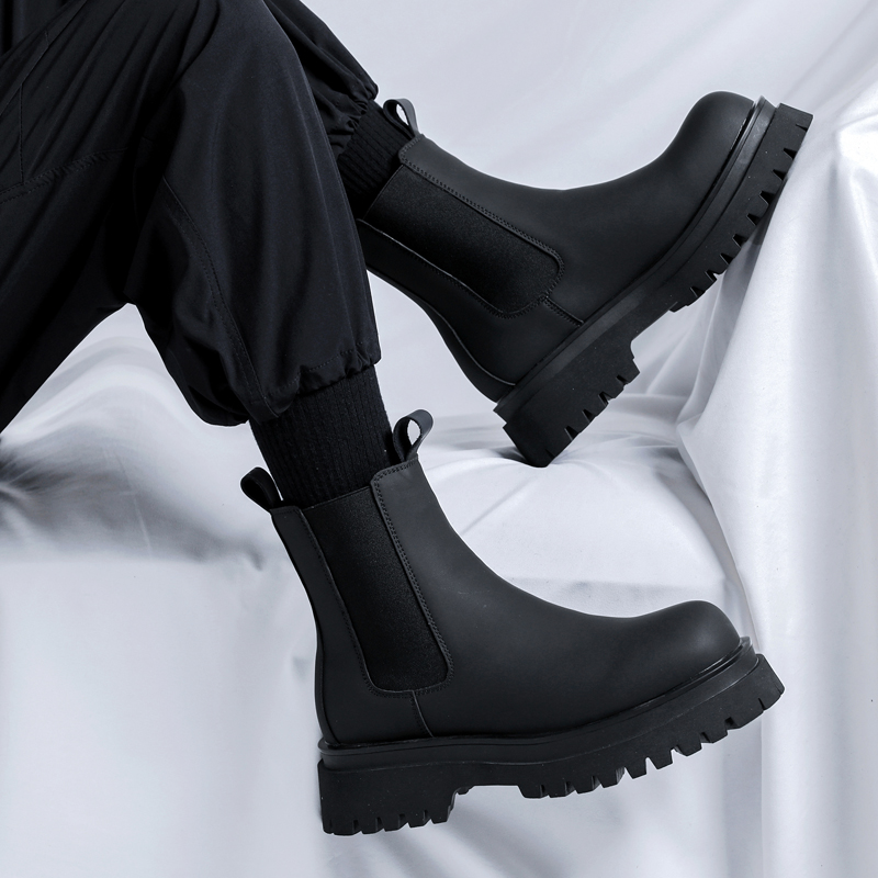 รองเท้าบูทหุ้มข้อสูงสีดำรุ่นปี - Men Shoes Brand บทวิจารณ์และราคา